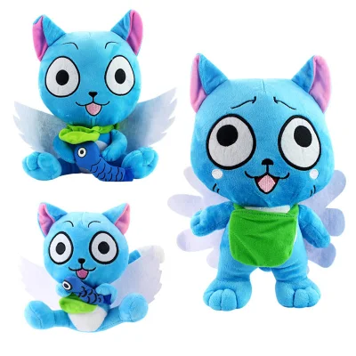 고양이 플러시 장난감 블루 소프트 인형 박제 카와이 장식 플러시 장난감